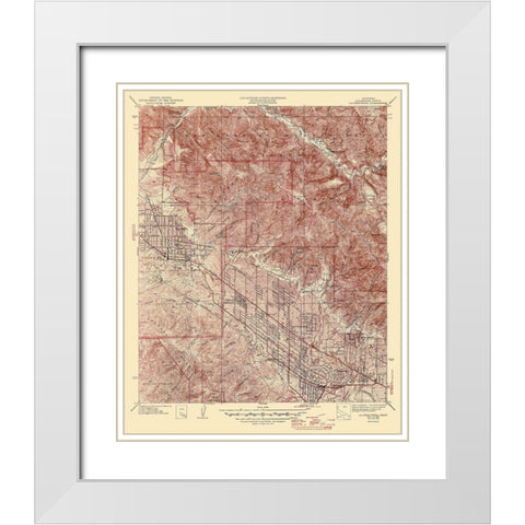 La Crescenta California Quad - USGS 1939 White Modern Wood Framed Art Print with Double Matting by USGS