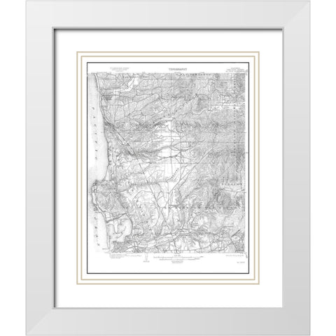La Jolla California Quad - USGS 1903 White Modern Wood Framed Art Print with Double Matting by USGS