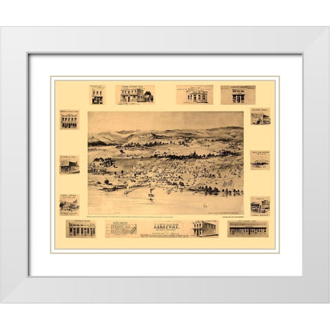 Lakeport California - Inchbold 1888  White Modern Wood Framed Art Print with Double Matting by Inchbold
