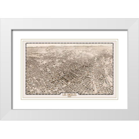 Los Angeles California - Gates 1909  White Modern Wood Framed Art Print with Double Matting by Gates