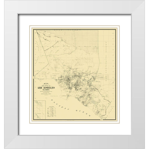 Los Angeles California Landowner - Wildy 1877 White Modern Wood Framed Art Print with Double Matting by Wildy