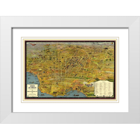 Greater Los Angeles California - 1932 White Modern Wood Framed Art Print with Double Matting by Unknown
