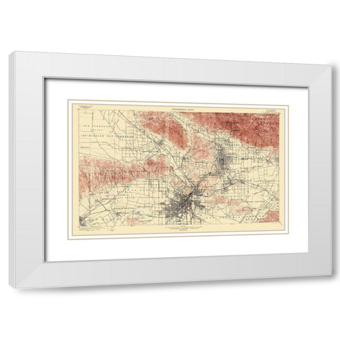 Los Angeles California Quad - USGS 1900 White Modern Wood Framed Art Print with Double Matting by USGS