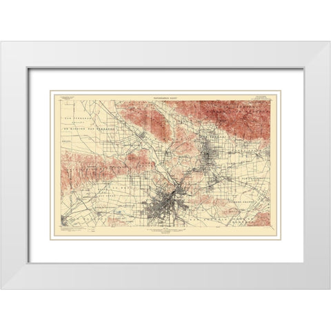 Los Angeles California Quad - USGS 1900 White Modern Wood Framed Art Print with Double Matting by USGS