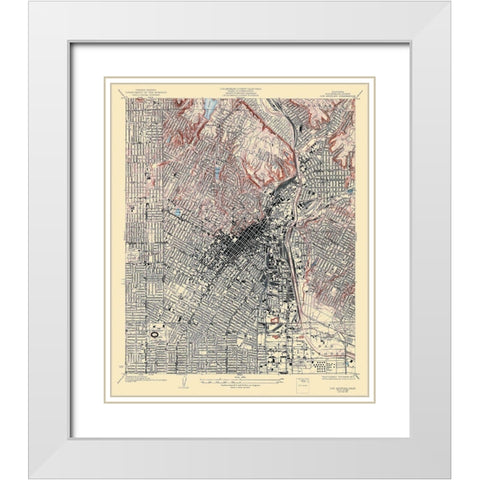 Los Angeles California Quad - USGS 1928 White Modern Wood Framed Art Print with Double Matting by USGS