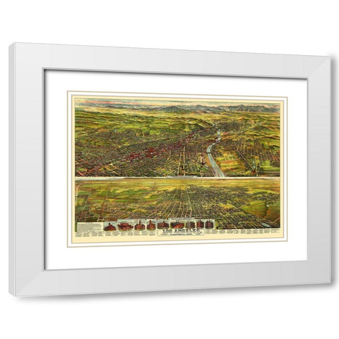 Los Angeles California - Pierce 1894 White Modern Wood Framed Art Print with Double Matting by Pierce