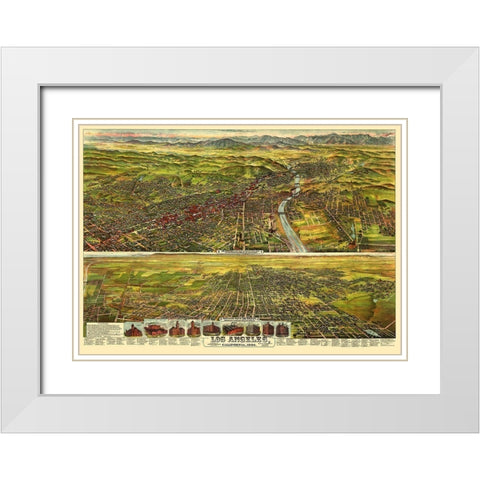 Los Angeles California - Pierce 1894 White Modern Wood Framed Art Print with Double Matting by Pierce