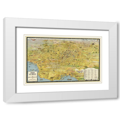 Los Angeles California - Metropolitan Surveys 1932 White Modern Wood Framed Art Print with Double Matting by Metropolitan Surveys