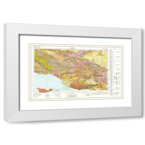 Geologic California Los Angeles Sheet White Modern Wood Framed Art Print with Double Matting by Jennings