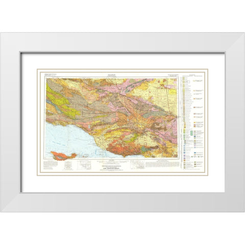 Geologic California Los Angeles Sheet White Modern Wood Framed Art Print with Double Matting by Jennings