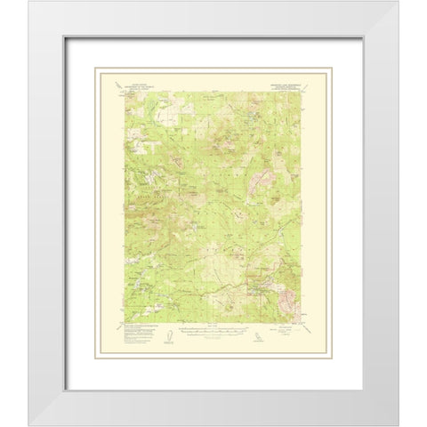 Manzanita Lake California Quad - USGS 1954 White Modern Wood Framed Art Print with Double Matting by USGS