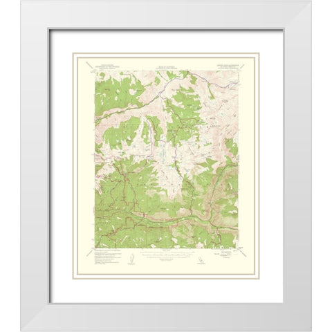 Marion Peak California Quad - USGS 1953 White Modern Wood Framed Art Print with Double Matting by USGS