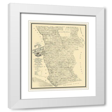 Mendocino California - Rice 1890 White Modern Wood Framed Art Print with Double Matting by Rice