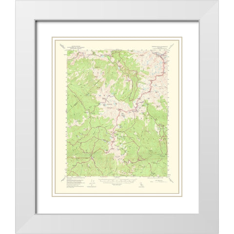 Merced Peak California Quad - USGS 1964 White Modern Wood Framed Art Print with Double Matting by USGS