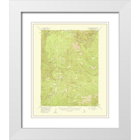 Montgomery Creek California Quad - USGS 1953 White Modern Wood Framed Art Print with Double Matting by USGS