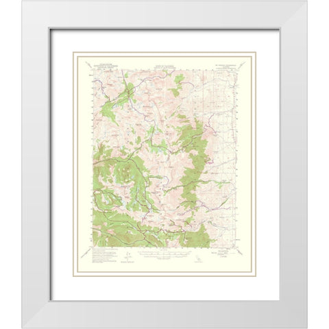 Mt Pinchot California Quad - USGS 1953 White Modern Wood Framed Art Print with Double Matting by USGS