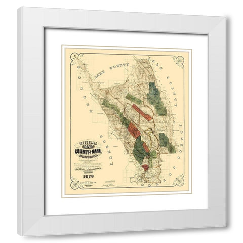 Napa California Landowner - Haas 1876 White Modern Wood Framed Art Print with Double Matting by Haas