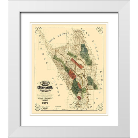 Napa California Landowner - Haas 1876 White Modern Wood Framed Art Print with Double Matting by Haas