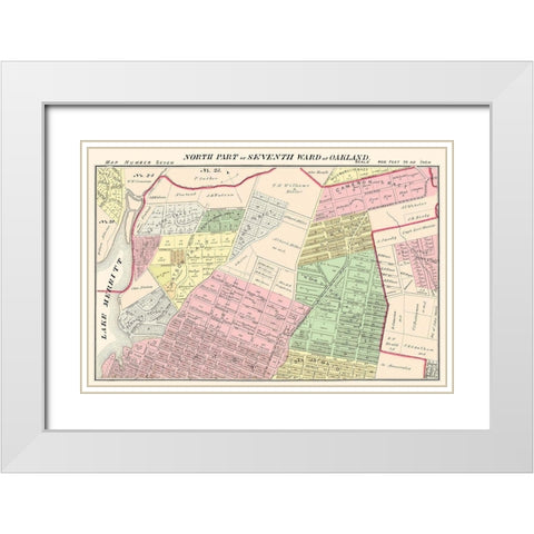 Oakland , North 7th Ward California Landowner White Modern Wood Framed Art Print with Double Matting by Thompson