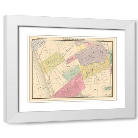 Oakland California Thirteenth Ward - Thompson 1878 White Modern Wood Framed Art Print with Double Matting by Thompson