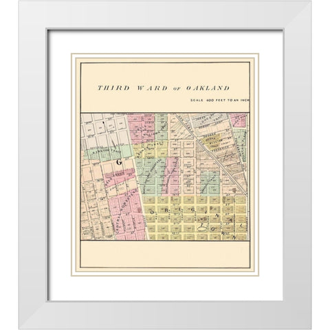 Oakland California Third Ward - Thompson 1878 White Modern Wood Framed Art Print with Double Matting by Thompson