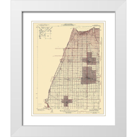 Ontario Vicinity California - USGS 1942 White Modern Wood Framed Art Print with Double Matting by USGS