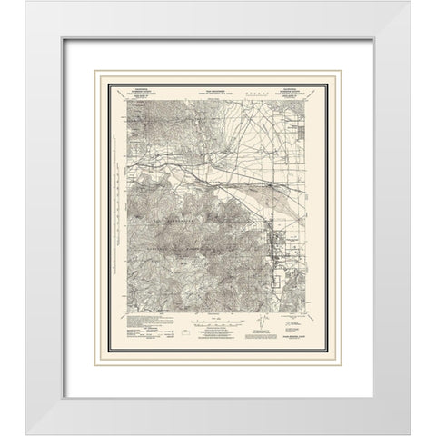 Palm Springs California Quad - USGS 1928 White Modern Wood Framed Art Print with Double Matting by USGS
