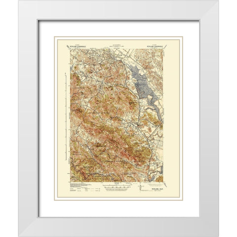 Petaluma California Quad - USGS 1942 White Modern Wood Framed Art Print with Double Matting by USGS