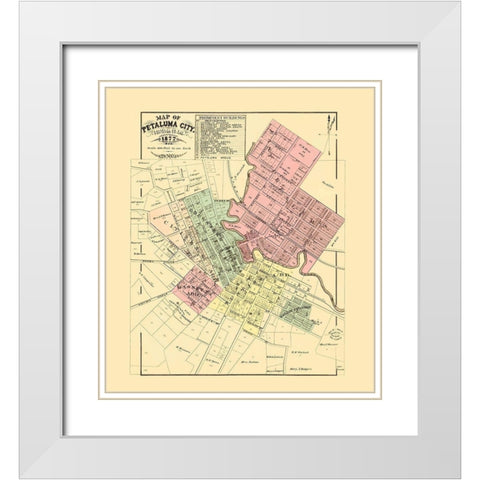 Petaluma California Landowner - Thompson 1877 White Modern Wood Framed Art Print with Double Matting by Thompson