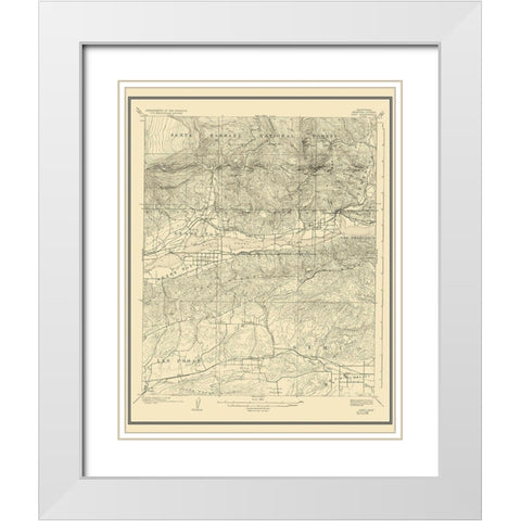 Piru California Quad - USGS 1921 White Modern Wood Framed Art Print with Double Matting by USGS