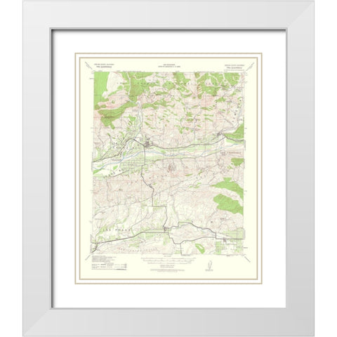 Piru California Quad - USGS 1963 White Modern Wood Framed Art Print with Double Matting by USGS