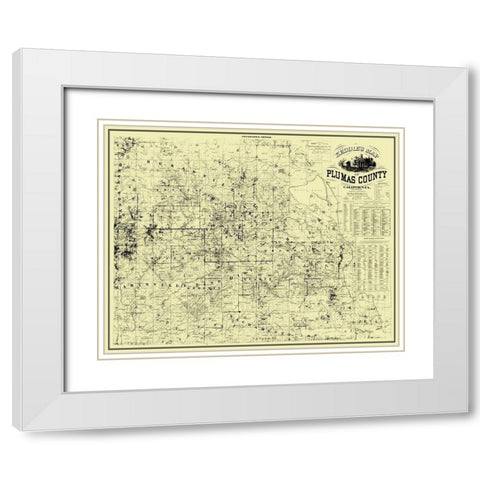 Plumas California Landowner - Keddie 1892 White Modern Wood Framed Art Print with Double Matting by Keddie