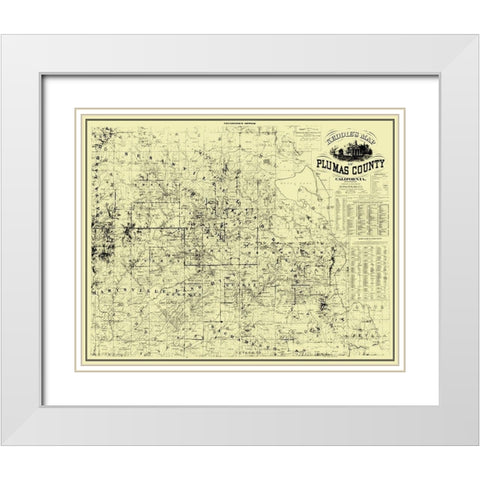 Plumas California Landowner - Keddie 1892 White Modern Wood Framed Art Print with Double Matting by Keddie