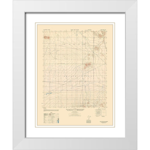 Red Buttes Sheet - US Army 1947 White Modern Wood Framed Art Print with Double Matting by US Army