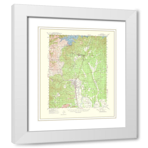 Redding California Quad - USGS 1956 White Modern Wood Framed Art Print with Double Matting by USGS