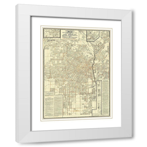 Los Angeles Street Railway Guide - 1908 White Modern Wood Framed Art Print with Double Matting by Unknown