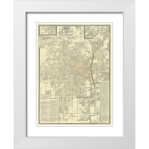 Los Angeles Street Railway Guide - 1908 White Modern Wood Framed Art Print with Double Matting by Unknown