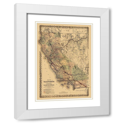 Southern Pacific Railroad - 1876 White Modern Wood Framed Art Print with Double Matting by Unknown