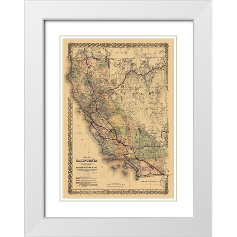 Southern Pacific Railroad - 1876 White Modern Wood Framed Art Print with Double Matting by Unknown