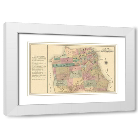 San Francisco California - Humpfreys 1876 White Modern Wood Framed Art Print with Double Matting by Humpfreys