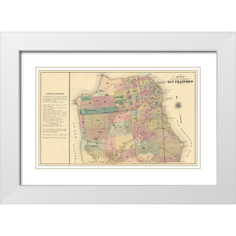 San Francisco California - Humpfreys 1876 White Modern Wood Framed Art Print with Double Matting by Humpfreys