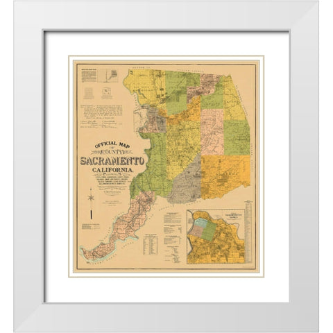 Sacramento California Landowner - Phinney 1911 White Modern Wood Framed Art Print with Double Matting by Phinney