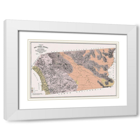 San Diego California - Hanks 1886 White Modern Wood Framed Art Print with Double Matting by Hanks