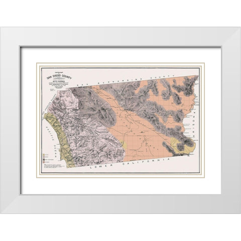 San Diego California - Hanks 1886 White Modern Wood Framed Art Print with Double Matting by Hanks