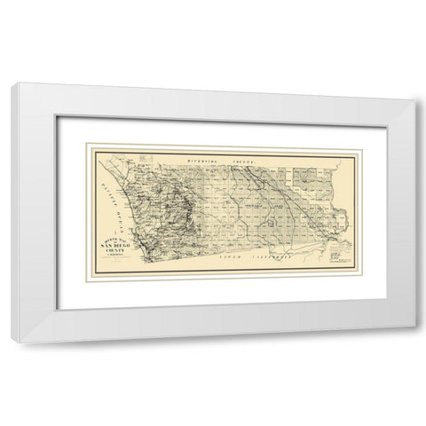 San Diego California White Modern Wood Framed Art Print with Double Matting by Unknown