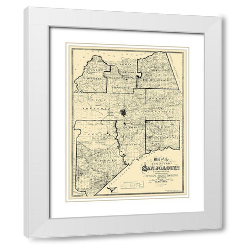 San Joaquin California Landowner - Reid 1883 White Modern Wood Framed Art Print with Double Matting by Reid