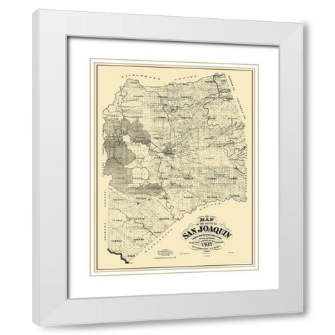 San Joaquin California Landowner - Compton 1895 White Modern Wood Framed Art Print with Double Matting by Compton