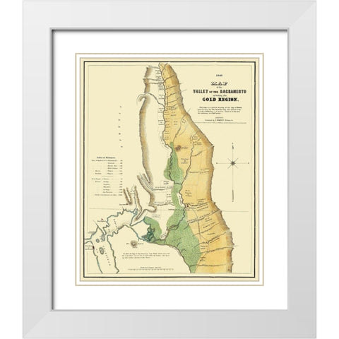 Sacramento Valley Gold Region California White Modern Wood Framed Art Print with Double Matting by Wiley