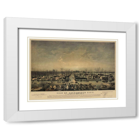 Sacramento California - Bainbridge 1850 White Modern Wood Framed Art Print with Double Matting by Bainbridge