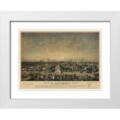 Sacramento California - Bainbridge 1850 White Modern Wood Framed Art Print with Double Matting by Bainbridge